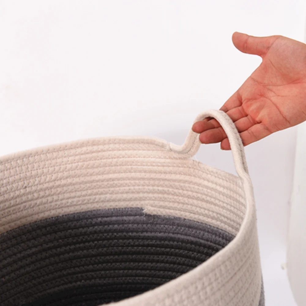 

Large Woven Storage Basket Clothes 15.7x14.6 Inch Cotton Rope Organizer Baby Laundry Baskets for Blanket Toys Towels[US-Stock]