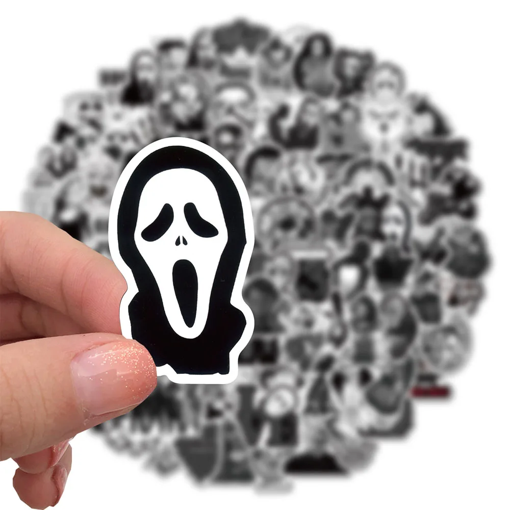 1050100pcs black and white horror movie stickers punk skateboard laptop motorcycle phone car cool graffiti sticker decal toy free global shipping