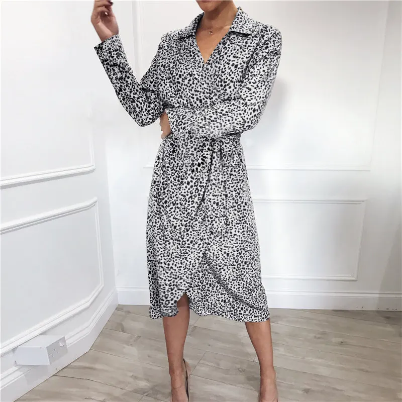 Платье женское шифоновое с леопардовым принтом модный пляжный сарафан поясом