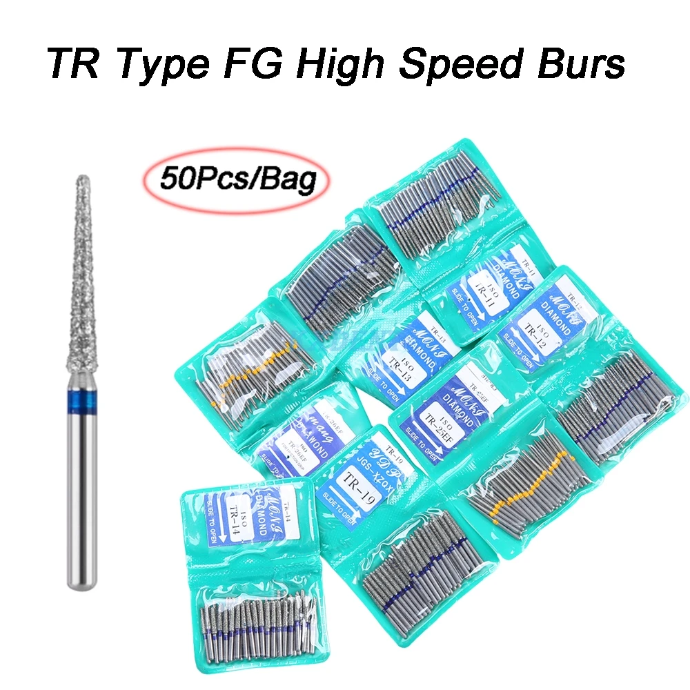

50pcs/pack Dental Diamond FG High Speed Burs TR series Dental Drills for Polishing Smoothing Dentistry Tools