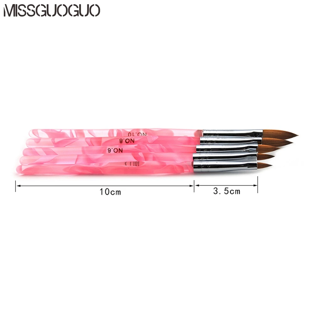 Missguoguo 5 шт./компл. Kolinsky акриловая кисть для ногтей 2 #/4 #/6 #/8 #/10 # профессиональная