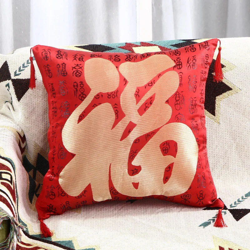 Красная Подушка Чехол новогоднее рождественское наволочка китайский Стиль