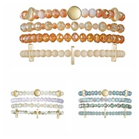 qimoshi bohemian 4 strands crystal beaded multi layer bracelet set for women wrapped stackable bead charm stretch bangles