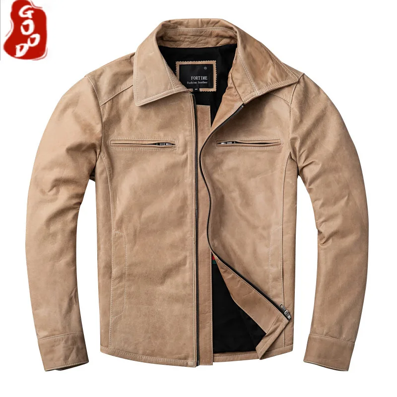 

New Real Leather Jacket Men Clothes 2021 Streetwear Fashion Mens 100% Sheepskin Coat Slim Fit Genuine Leather Coats 17573