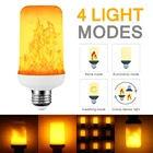 Декоративная светодиодсветильник лампа с эффектом пламени, 4 режима, Е14, E27, B22