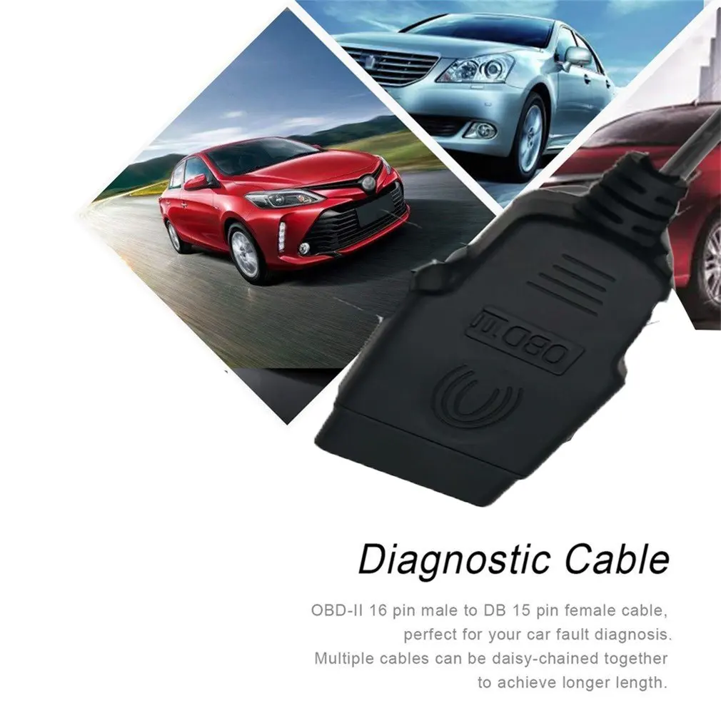 Автомобильный диагностический адаптер OBD Φ 16 Pin Male to DB 15 Female Удлинительный кабель