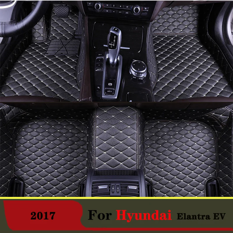 

Автомобильные коврики для Hyundai Elantra EV 2017, автомобильные кожаные коврики, внутренние водонепроницаемые противогрязные декоративные защитны...