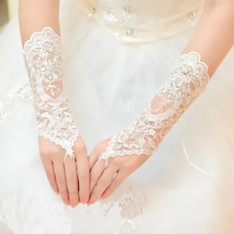 Женские свадебные перчатки, женские свадебные перчатки без пальцев с лентой, свадебные аксессуары
