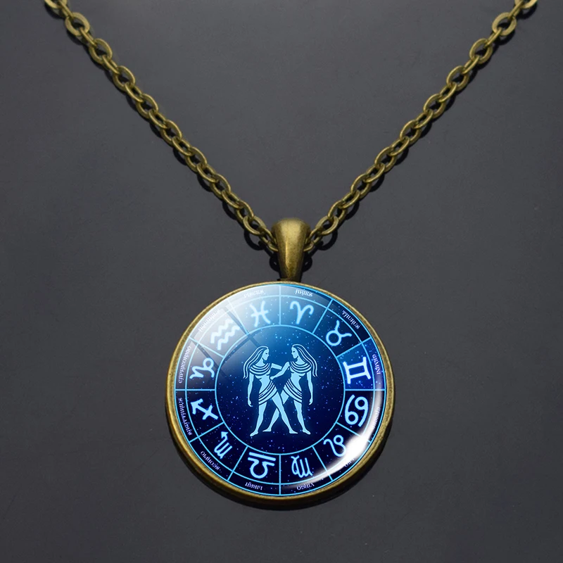 Винтажное 12 ожерелье зодиака Овен Телец Дева Козерога Стрелец Лев рыбы Водолей