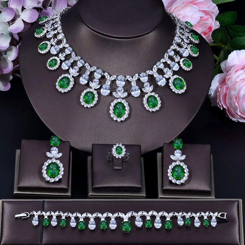 Роскошный набор свадебных украшений ANGELCZ Королевский синий цвет колье серьги