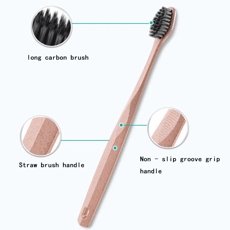 Новый 3 шт. Экологичная пшеничная соломенная зубная щетка для чистки зубов мягкий