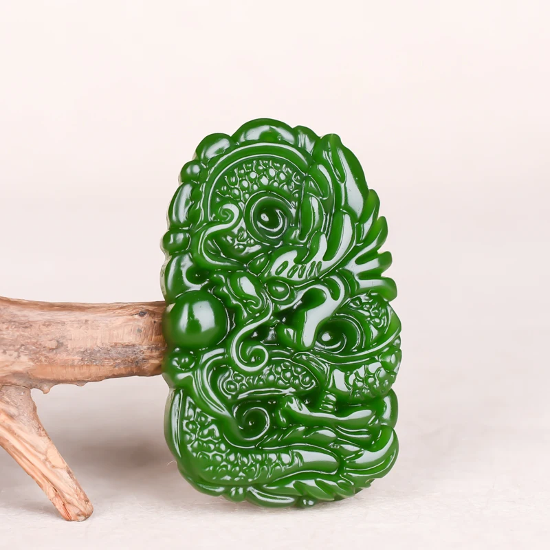 Подвеска с драконом из зеленого нефрита жадеит подарки амулет ожерелье Женские