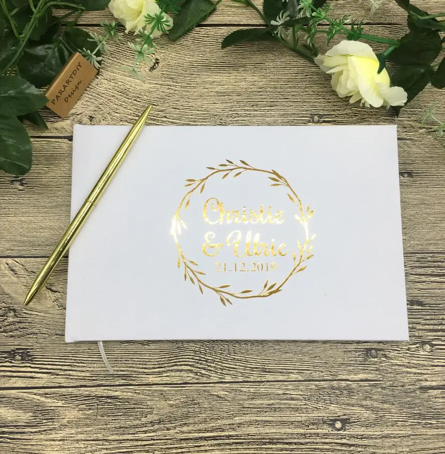 Персонализированные рустикальный венок блестящие свадебные Гостевая книга