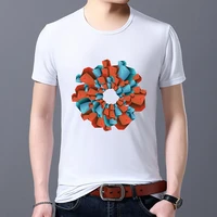mens t shirt classic street fashion comfortable casual slim simple 3d rotating pattern printing series round neck youth top
