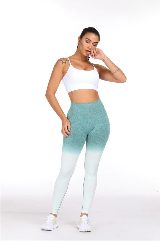 Женские Штаны Для Йоги леггинсы градиентного цвета спортивные Леггинсы с