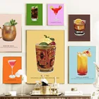 Винный бокал, лимон, вишня, коктейль, скандинавские постеры и принты, настенная живопись на холсте, настенные картины для гостиной, винтажный Декор