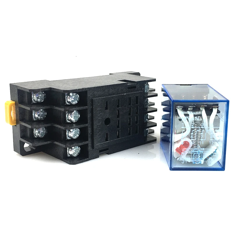 1 шт. MY4NJ электронное Микро Мини электромагнитное реле 5A 14PIN катушка 4DPDT с PYF14A цоколь DC12V 24 В AC110V 220 В светодиодный