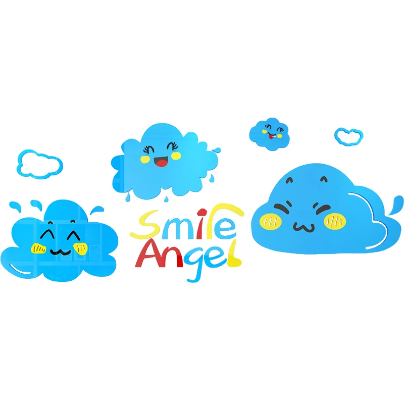 

WS202 Smile cloud children's room wall decoration stickers boys bedroom bedside background wall cartoon 3D wall stickers