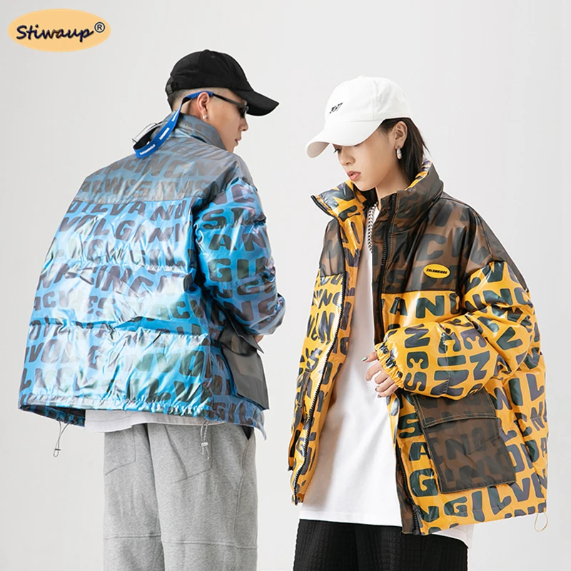 

Мужской зимний пуховик для колледжа, модное американское пальто с воротником-стойкой и хлопковой подкладкой для женщин, студенческие повсе...