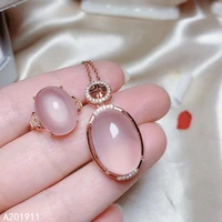 kjjeaxcmy fine jewelry 925 sterling silver inlaid natural ross quartz exquisite necklace ring suit support detection popular