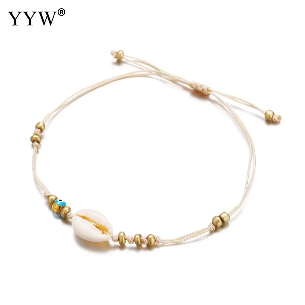 Seedbead Anklet Natural Shells Fossil Conch Barefoot Foot Jewelry Fashion Female Ankle Strap Ornaments Summer Beach | Украшения и