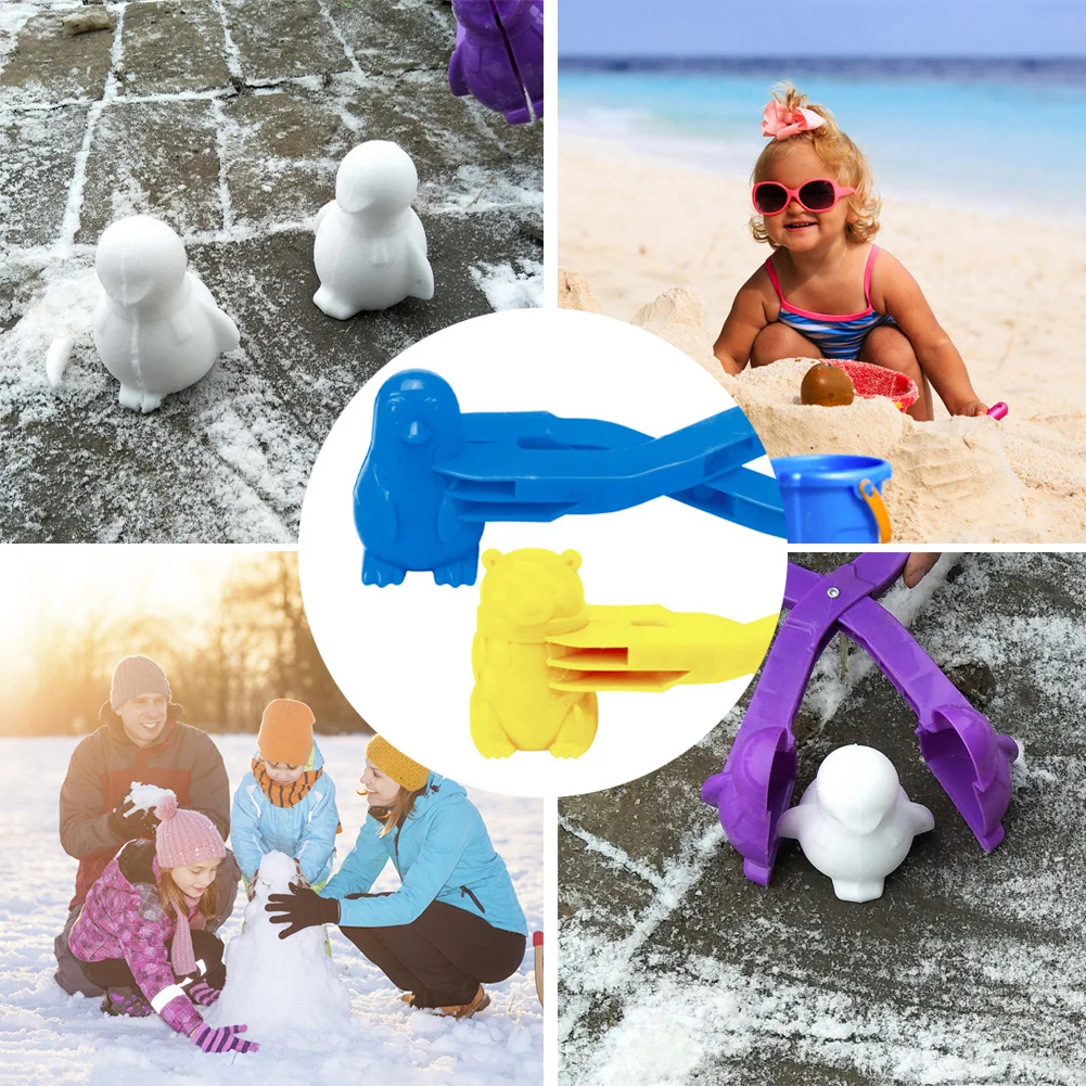 

2pcs Animal Shaped Snowball Maker Winter Kids Outdoor Sports Sand Snow Ball Mold Toys Plastic Snowball Fight Clip Random Color