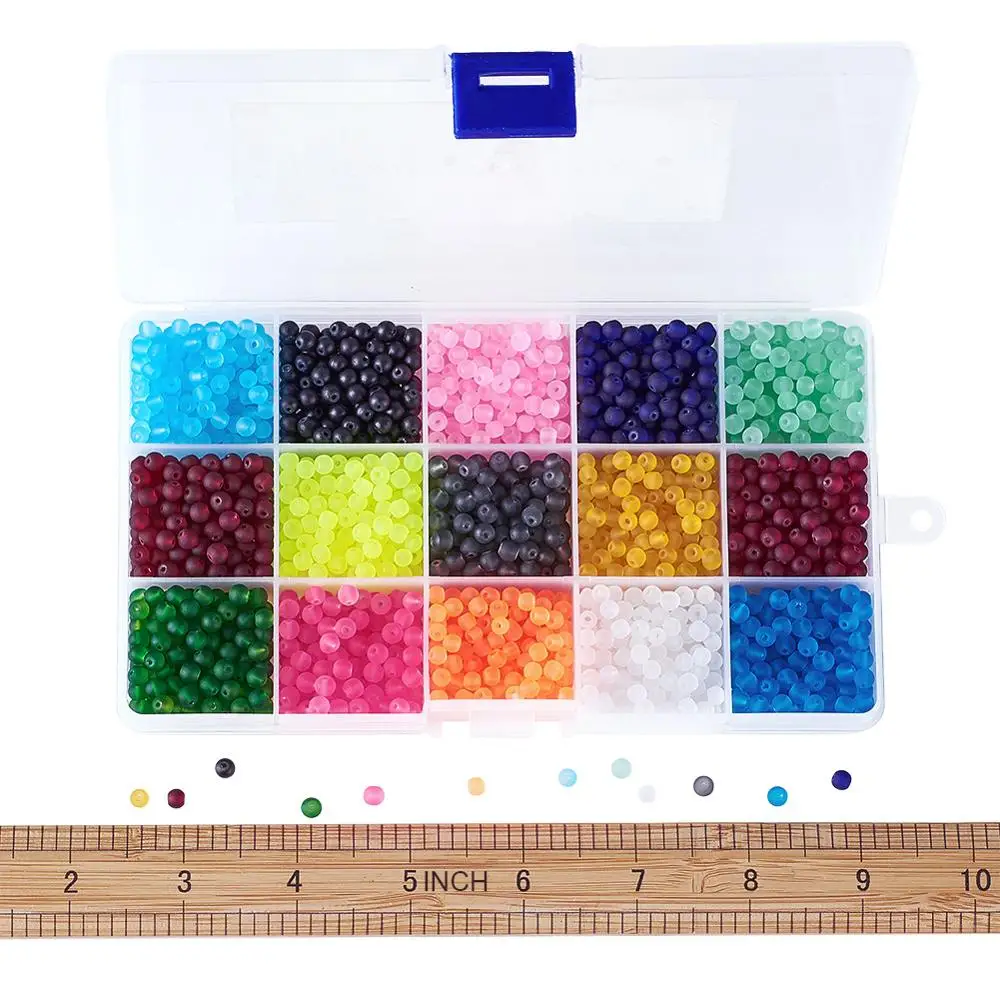 

Pandahall 4mm 6mm 8mm 10mm Frosted Transparent Glass Beads Round Loose Bead for Jewelry Making DIY Bracelet Necklace Accessories