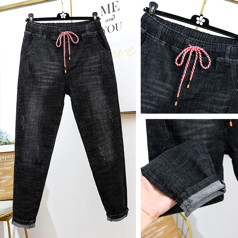 

Large Size Women Denim Wide Leg Jeans Pants Spring Autumn Casual Boyfriend Jeans For Women Streetwear High Waist Mom Jeans K1004