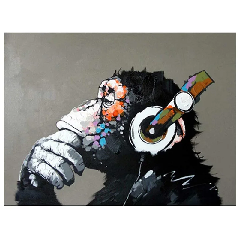 

Paint By Numbers DIY Acrylic Painting Kit for Kids & Adults 40X45cm Music and Monkey with 3 Brushes