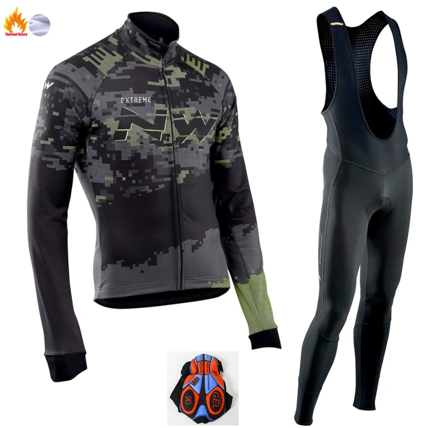 Winter Cycling Suit Ropa ciclismo теплый зима Термальность флис велосипедная одежда Для Мужчин's Велоспорт Джерси костюм для прогулок верховой езды на велосипеде, MTB Костюмы комбинезон, комплект - Цвет: Winter Cycling Suit