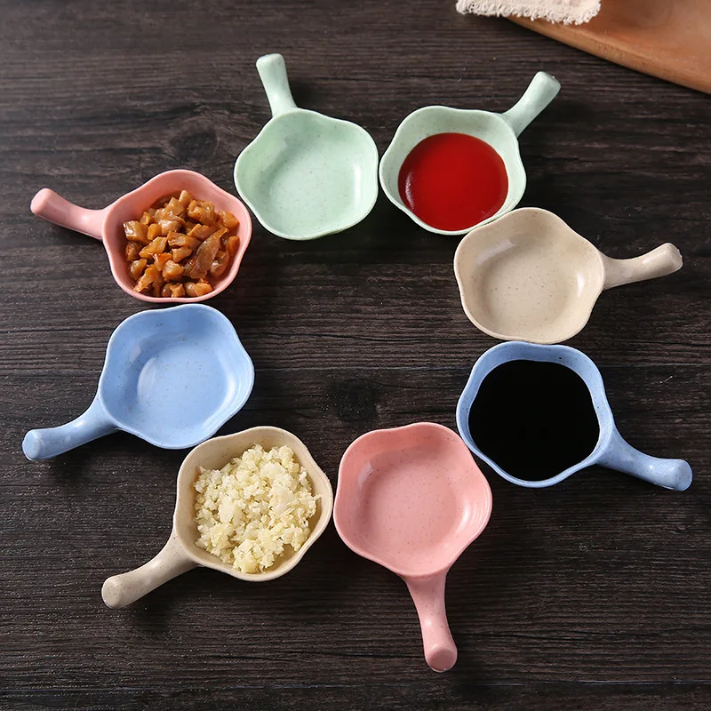 

Creative Flower Shaped Food Dish Chili Plate With Handle Plastic Dishes Ice Cream Fruit Split Vinegar Kitchen Tableware Supplies