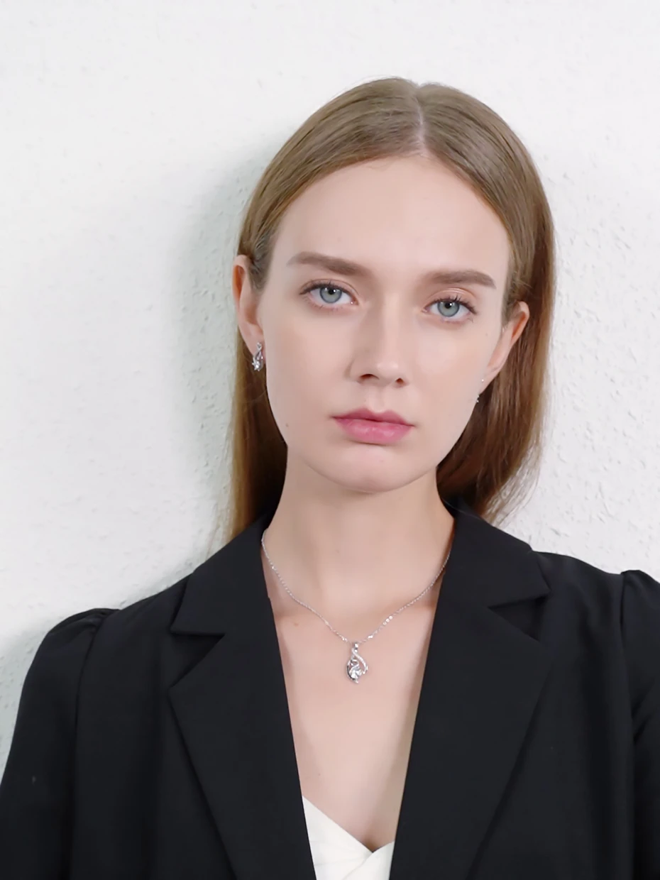 [BLACK AWN] Femme подлинные 925 пробы Серебряные Ожерелья Подвески Ювелирные изделия ЧЕРНЫЕ& ожерелье из белых камней женские ювелирные изделия P081