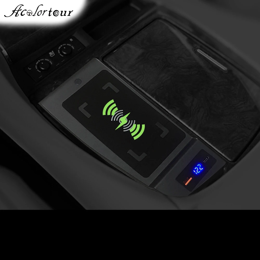 

Car wireless charger for Toyota Alphard 2018 2020 drink holder mobile stand charge panel armrest box frame interior accessories