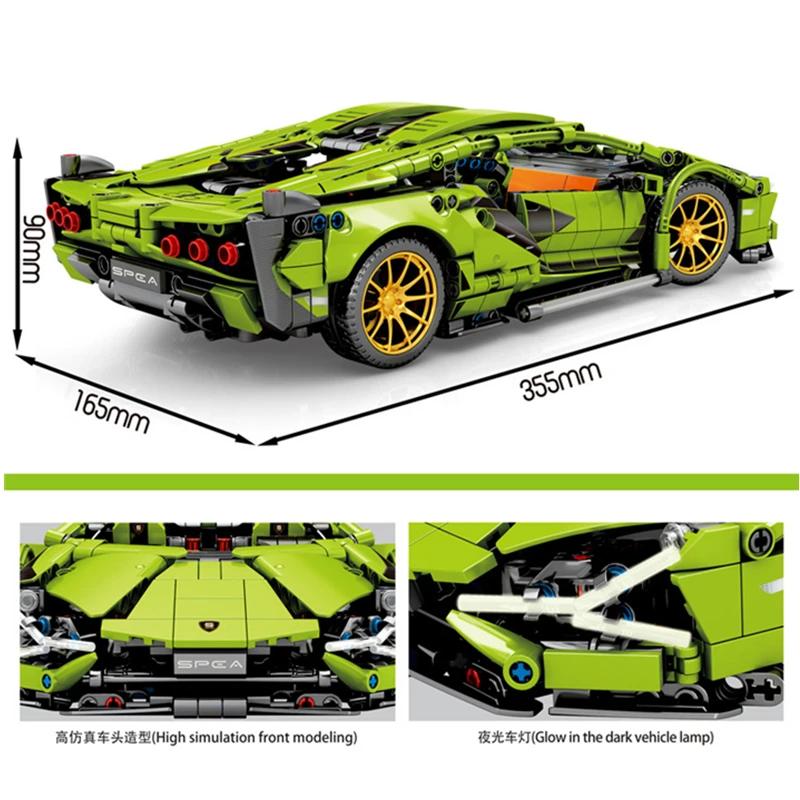 Конструктор MOC serise A8 F40 R34GT Модель гоночного автомобиля Наборы кубиков комплектов