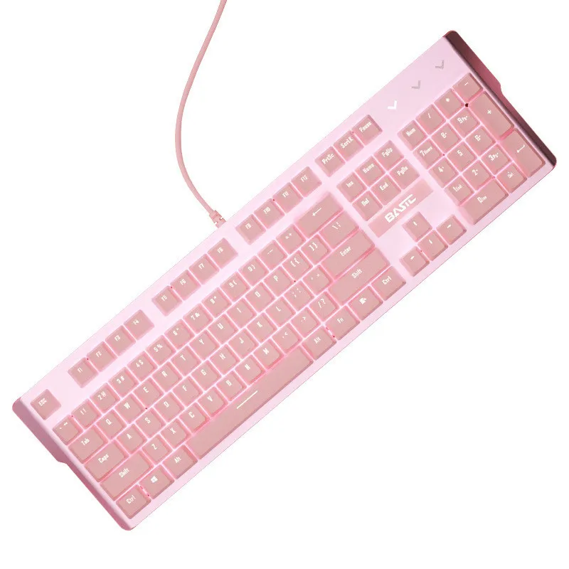 

Новая розовая игровая Механическая Проводная клавиатура для девочек, USB-интерфейс с 104 клавишами, белая подсветка, подходит для геймеров, ПК,...