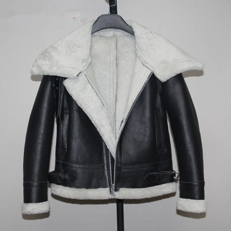 Новинка 2020 Женская куртка-бомбер из натуральной овечьей кожи с мехом ягненка