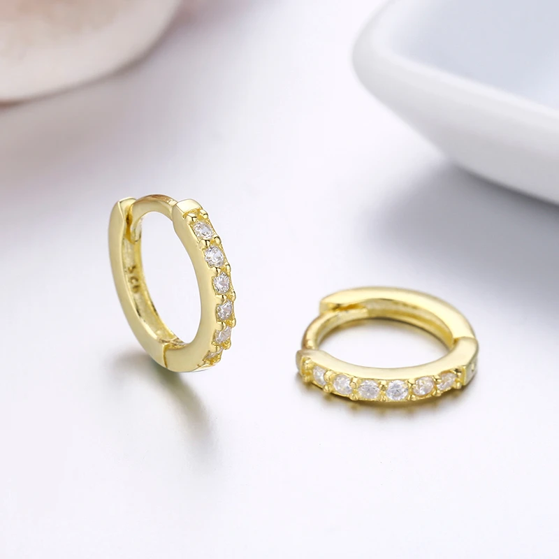 Милые серьги кольца из стерлингового серебра 925 пробы золотистого цвета с