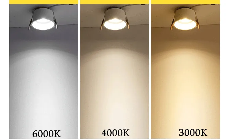 Ángulo ajustable profundo Anti-reflejos LED COB Downlight empotrable 5W 7W 12W 15W LED blanca redonda foco de techo Pic Background