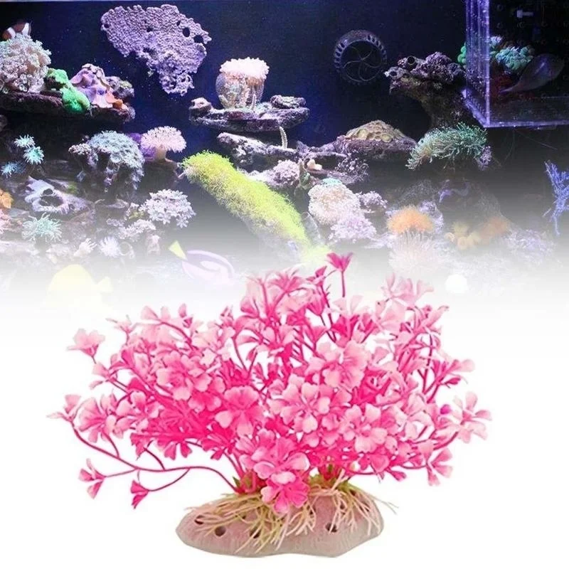 

1pc Artificial Pink Grass Stone Bottom Fish Tank Aquarium Decoration Artificial Simulation Aquatic Water Plants Aquarium