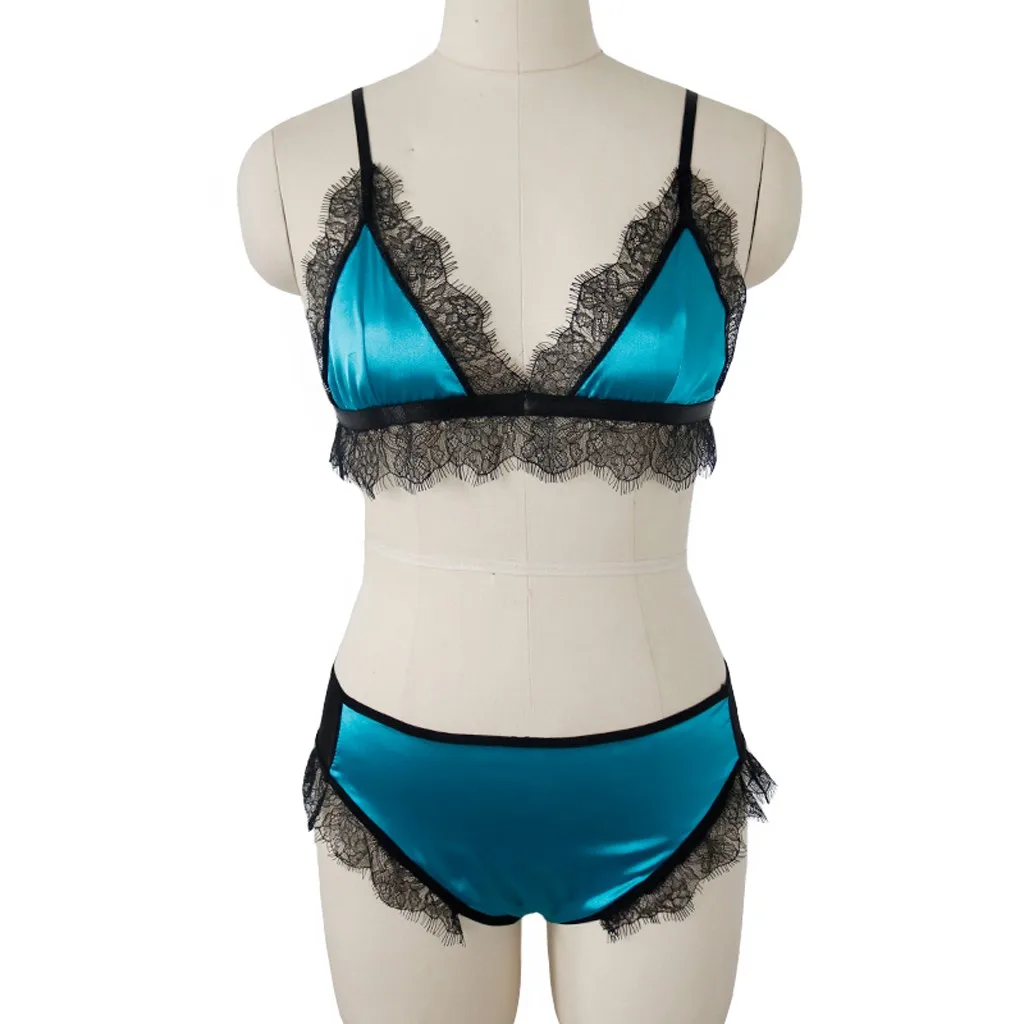 Сексуальное нижнее белье женское блестящее кружевное шелковое атласное с