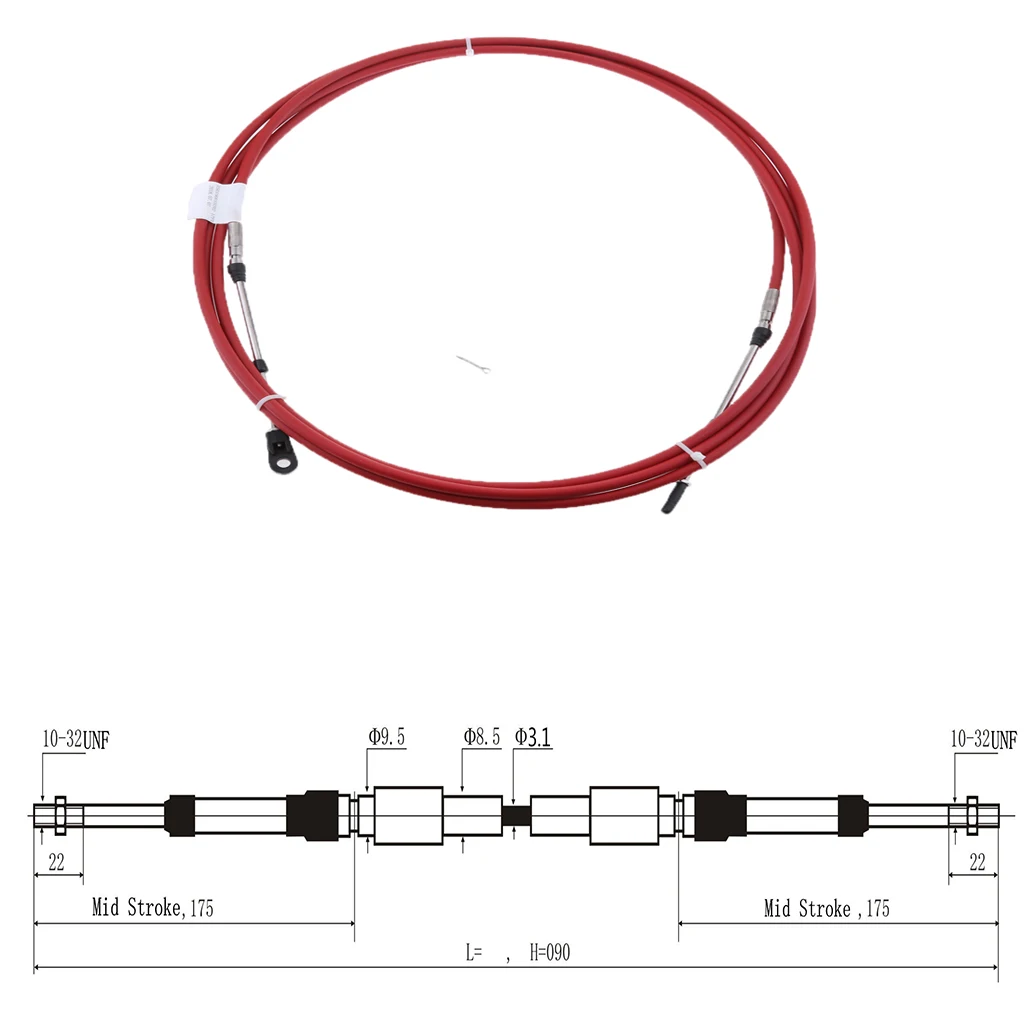 

2pcs 16 Foot Universal Throttle Shift Control Cable for Yacht Boat Motor Steering System, Red