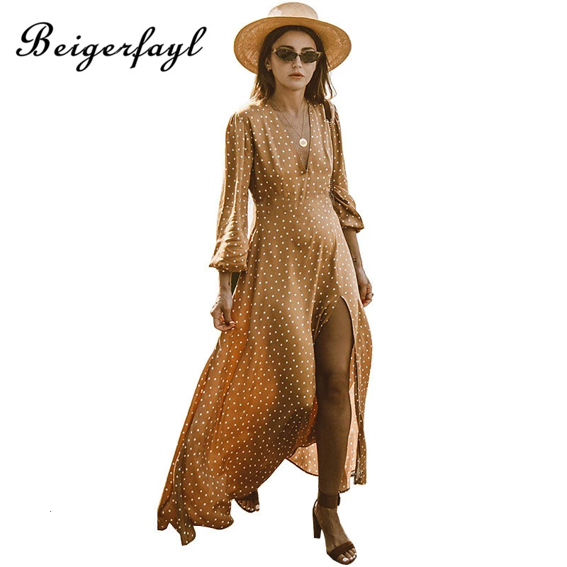 Beigerfayl 2019 осеннее платье в горошек осенние платья для отдыха v-образный вырез