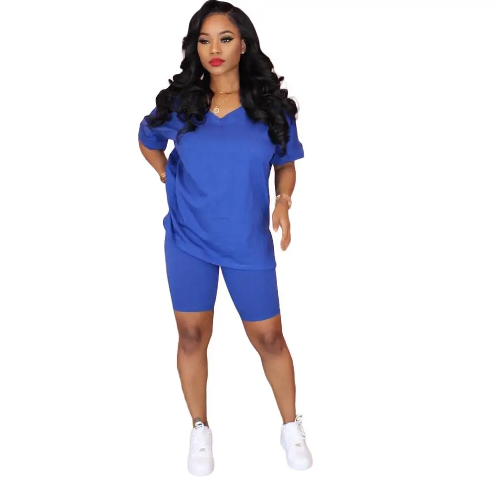 

2020 summer t shirt and shorts set women casual two piece set