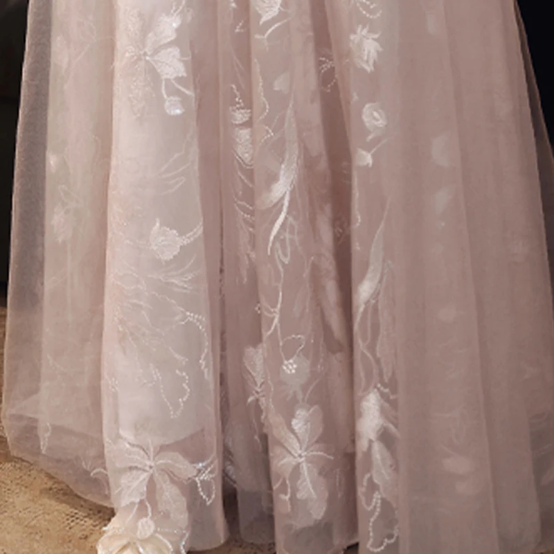 

Floral Print Evening Dress V-Neck Fashion Full Sleeves Pleat Tulle Floor-Length Empire A-Line New Woman Formal Party Gowns A1046