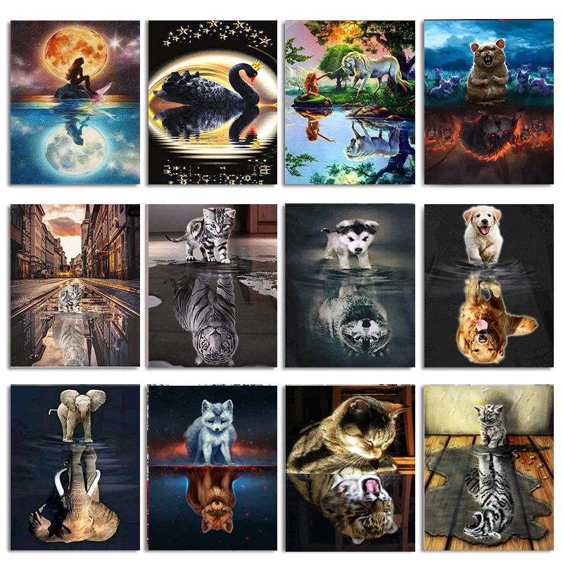 5D Diy алмазная живопись кот Тигр полная квадратная круглая Алмазная вышивка кошки