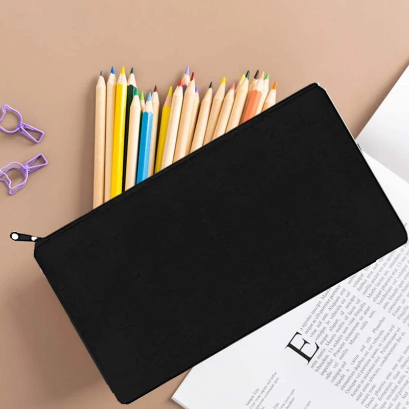

12Pcs Blank Canvas Makeup Cosmetic Bags Pouch with Zipper, Pencil Pen Pouch Case DIY Craft Bags for DIY Craft (Black)