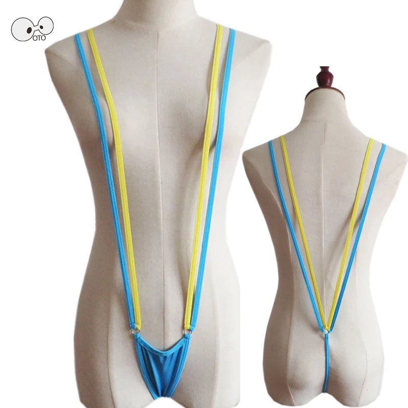 

2020 NEW Sexy G-String One-Piece Swimsuit Women Erotic Bodysuits Bikini Swimwear String Halter Bathing Suit Micro Night Clubwear