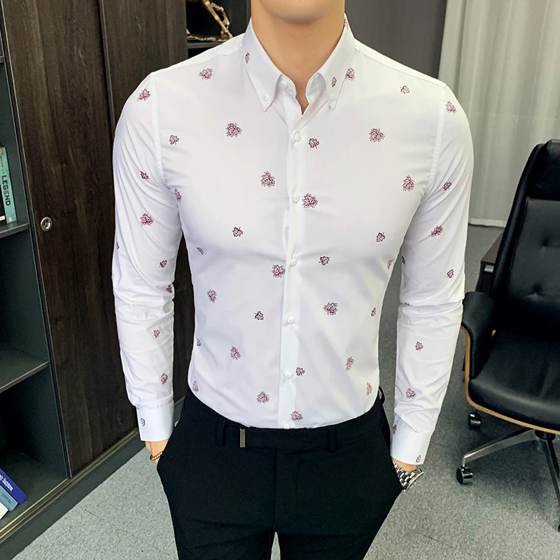 Яркая желтая рубашка мужская Высококачественная Мужская в полоску с модным