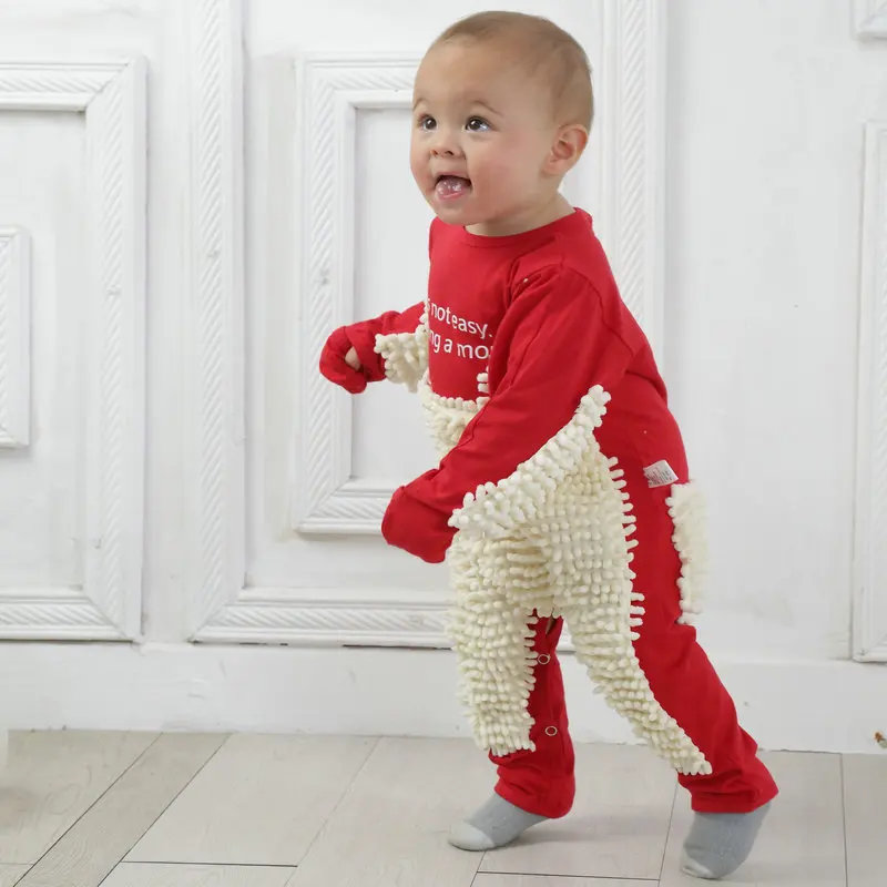 Baby Mopping Suit Clothes Long Sleeve Crawling Clothing Toddler Jumpsuit Cotton Infant Cleaning Outfit Unisex Romper |