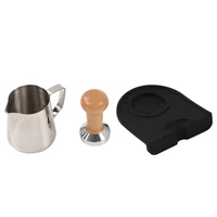 51mm steel base wooden handle tamper resistant coffee powder hammer coffee accessories with 350ml pull cup